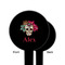 Sugar Skulls & Flowers Black Plastic 6" Food Pick - Round - Single Sided - Front & Back