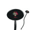 Sugar Skulls & Flowers Black Plastic 7" Stir Stick - Oval - Closeup