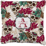 Sugar Skulls & Flowers Faux-Linen Throw Pillow 20" (Personalized)