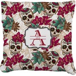 Sugar Skulls & Flowers Faux-Linen Throw Pillow 26" (Personalized)