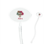 Sugar Skulls & Flowers 7" Oval Plastic Stir Sticks - Clear (Personalized)