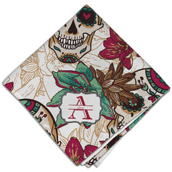 Sugar Skulls & Flowers Cloth Dinner Napkin - Single w/ Name and Initial