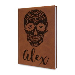 Sugar Skulls & Flowers Leatherette Journal - Double Sided (Personalized)