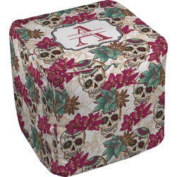 Sugar Skulls & Flowers Cube Pouf Ottoman - 13" (Personalized)