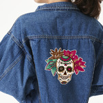 Sugar Skulls & Flowers Twill Iron On Patch - Custom Shape - 2XL - Set of 4