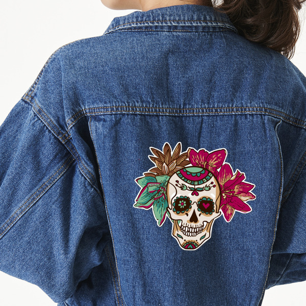 Custom Sugar Skulls & Flowers Twill Iron On Patch - Custom Shape - 2XL - Set of 4