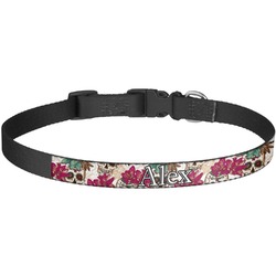 Sugar Skulls & Flowers Dog Collar - Large (Personalized)