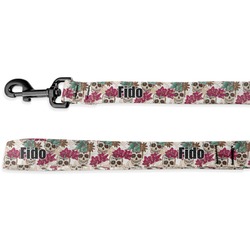 Sugar Skulls & Flowers Deluxe Dog Leash - 4 ft (Personalized)