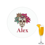 Sugar Skulls & Flowers Printed Drink Topper - 2.15" (Personalized)