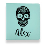 Sugar Skulls & Flowers Leather Binder - 1" - Teal (Personalized)