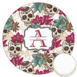 Sugar Skulls & Flowers Printed Cookie Topper - 3.25" (Personalized)