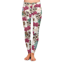 Sugar Skulls & Flowers Ladies Leggings - Small (Personalized)