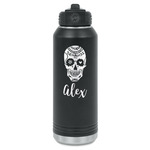 Sugar Skulls & Flowers Water Bottles - Laser Engraved (Personalized)