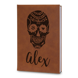 Sugar Skulls & Flowers Leatherette Journal - Large - Double Sided (Personalized)