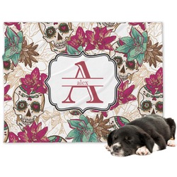 Sugar Skulls & Flowers Dog Blanket (Personalized)