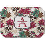 Sugar Skulls & Flowers Dining Table Mat - Octagon (Single-Sided) w/ Name and Initial