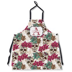 Sugar Skulls & Flowers Apron Without Pockets w/ Name and Initial