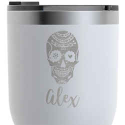 Sugar Skulls & Flowers RTIC Tumbler - White - Engraved Front & Back (Personalized)