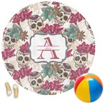 Sugar Skulls & Flowers Round Beach Towel (Personalized)