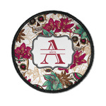 Sugar Skulls & Flowers Iron On Round Patch w/ Name and Initial