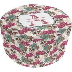 Sugar Skulls & Flowers Round Pouf Ottoman (Personalized)