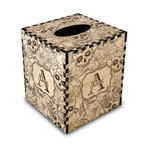 Sugar Skulls & Flowers Wood Tissue Box Cover - Square (Personalized)