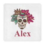 Sugar Skulls & Flowers Standard Decorative Napkins (Personalized)