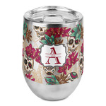 Sugar Skulls & Flowers Stemless Wine Tumbler - Full Print (Personalized)