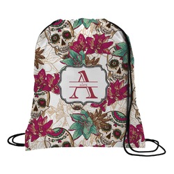 Sugar Skulls & Flowers Drawstring Backpack - Medium (Personalized)