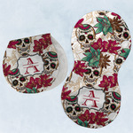 Sugar Skulls & Flowers Burp Pads - Velour - Set of 2 w/ Name and Initial