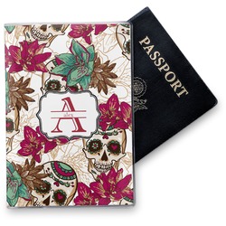 Sugar Skulls & Flowers Vinyl Passport Holder (Personalized)