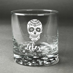 Sugar Skulls & Flowers Whiskey Glass (Single) (Personalized)