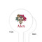 Sugar Skulls & Flowers White Plastic 4" Food Pick - Round - Single Sided - Front & Back