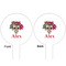 Sugar Skulls & Flowers White Plastic 6" Food Pick - Round - Double Sided - Front & Back