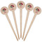 Sugar Skulls & Flowers Wooden 4" Food Pick - Round - Fan View