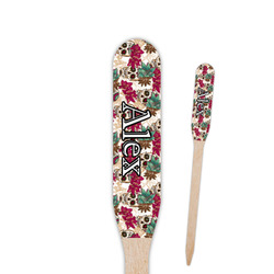 Sugar Skulls & Flowers Paddle Wooden Food Picks - Single Sided (Personalized)