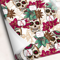 Sugar Skulls & Flowers Wrapping Paper Sheets - Single-Sided - 20" x 28" (Personalized)