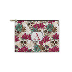 Sugar Skulls & Flowers Zipper Pouch - Small - 8.5"x6" (Personalized)