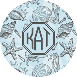 Sea-blue Seashells Multipurpose Round Labels - 1" (Personalized)