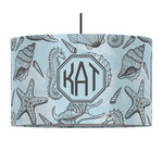 Sea-blue Seashells 12" Drum Pendant Lamp - Fabric (Personalized)