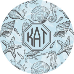 Sea-blue Seashells Multipurpose Round Labels - 3" (Personalized)