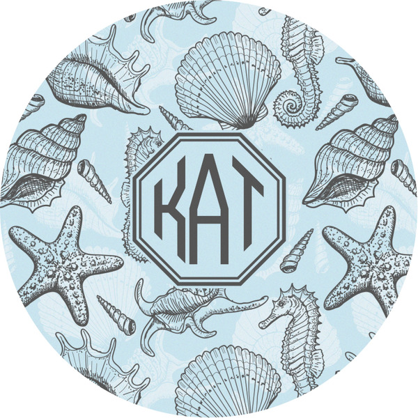 Custom Sea-blue Seashells Multipurpose Round Labels - 3" (Personalized)