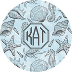 Sea-blue Seashells Multipurpose Round Labels - 4" (Personalized)