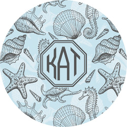 Sea-blue Seashells Multipurpose Round Labels - 4" (Personalized)