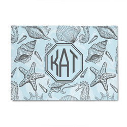 Sea-blue Seashells 4' x 6' Patio Rug (Personalized)