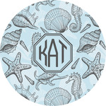 Sea-blue Seashells Multipurpose Round Labels - 5" (Personalized)