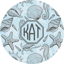 Sea-blue Seashells Multipurpose Round Labels - 5" (Personalized)