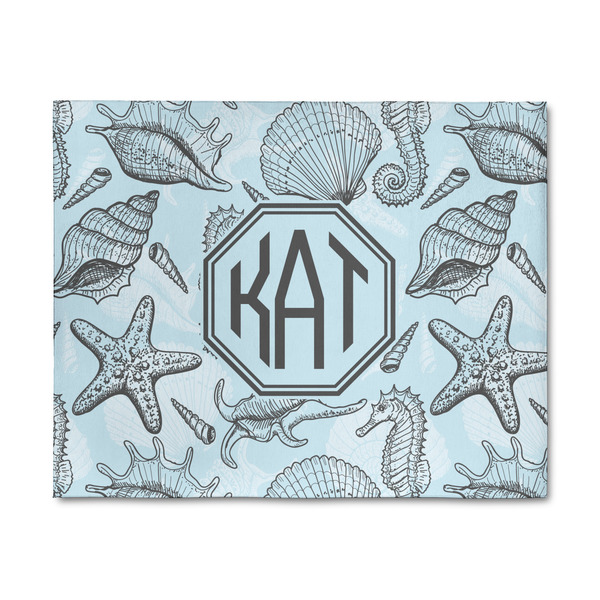 Custom Sea-blue Seashells 8' x 10' Patio Rug (Personalized)