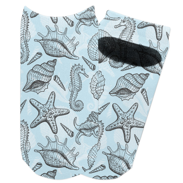 Custom Sea-blue Seashells Adult Ankle Socks