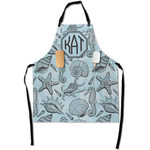 Sea-blue Seashells Apron With Pockets w/ Monogram